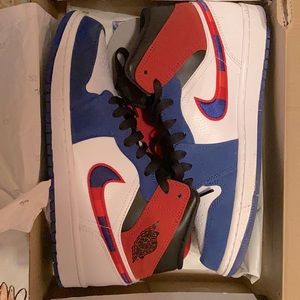 Red white and Blue Jordans